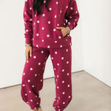 Polka Dot Joggers | Maroon & Pink