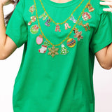 Bright Green Christmas Necklace Tee | Queen Of Sparkles