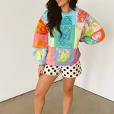 Multi Colorblock QOS Card Logo Sweatshirt | Queen Of Sparkles