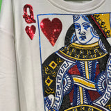 White Queen Of Hearts Card Sweatshirt