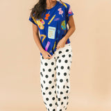 Polka Dot Stretchy Barrel Jean