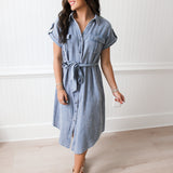 Button Down Midi Dress | Blue