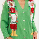 Green Mrs.Clause Button Up Cardigan | Queen Of Sparkles