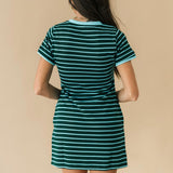 Bayside Stripe Tie Waist Dress | Green