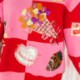 Red & Pink Checkered Valentines Icon Sweatshirt | Queen Of Sparkles