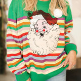 Green Rainbow Striped Santa Claus Sweater | Queen Of Sparkles