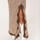Stay Wild Midi Skirt | Brown & Cream