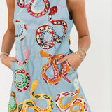 Denim Multi Snake Tank Dress | Queen Of Sparkles