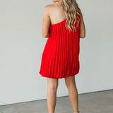Shine Asymmetrical Mini Dress | Ruby Red