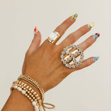 Peace or Bust Ring | Antique Gold & Clear