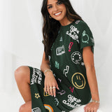 Dark Green Queen Of The Classroom Midi Tee Dress | Queen Of Sparkles