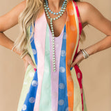 Multi Stripe Clear Sequin Polka Dot Tank Dress | Queen Of Sparkles