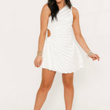 Fancy Pleated Mini Dress | White