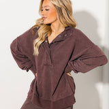 Terry Quarter Snap Pullover | Dark Cherry