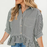Camille Stripe Top | Black