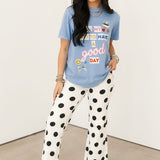 Polka Dot Wide Leg Jeans