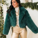 Paris Cropped Fur Coat | Uncut Emerald