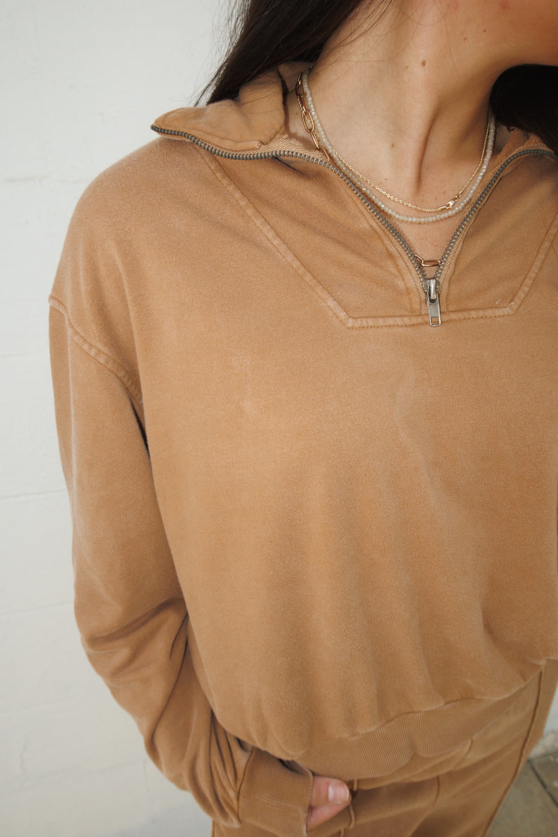 HALF ZIP PULLOVER | CHOCOLATE