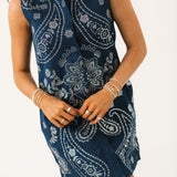 Denim Sequin Paisley Button Up Tank Dress | Queen Of Sparkles