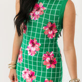 Green & White Checkered Pink Azalea Knit Midi Dress | Queen Of Sparkles