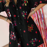 XOXO Tic Tac Toe Cotton Button Up Dress