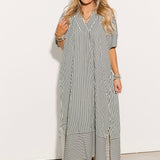 Harbor Stripe Midi Dress | Black