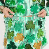 Green & White Striped Rhinestone Shamrock Short | Queen Of Sparkles