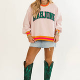 Pink, Orange & Green Rhinestone 'Mahjong' Sweatshirt | Queen Of Sparkles