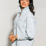 Pinstripe Denim Shacket