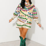 Gold Stripe Mega Bead Button Up Collar Cotton Dress | Queen Of Sparkles