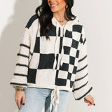 Multi Checker Hooded Sweater