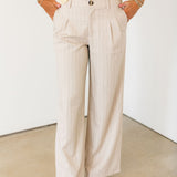 Simply Stated Pant | Pinstripe Beige