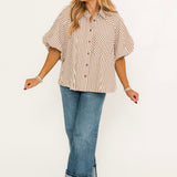 Essential Stripe Blouse | Pecan