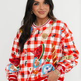 Red & White Checkered Picnic Sweatshirt | Queen Of Sparkles