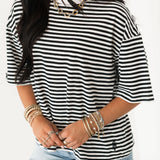 Stripe Tackle Tee | Court Stripe Black White