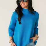 Sofia Mock Neck Sweater | French Blue