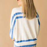 White & Blue 'Casserole Queen' Striped Sweater | Queen Of Sparkles