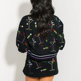 Black Multi Rainbow Trim Martini Sweatshirt | Queen Of Sparkles