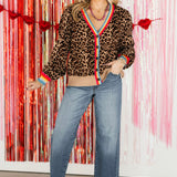 Leopard Stripe Sweater Cardigan | Black