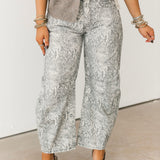 Good Luck Printed Barrel Jeans | Snake Combo