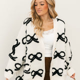 Ribbon Pullover Cardigan | Ivory/Black