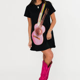 Black Guitar Strap Tee Dress | Queen Of Sparkles
