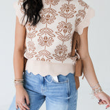 Fall In Love Floral Sweater | Beige