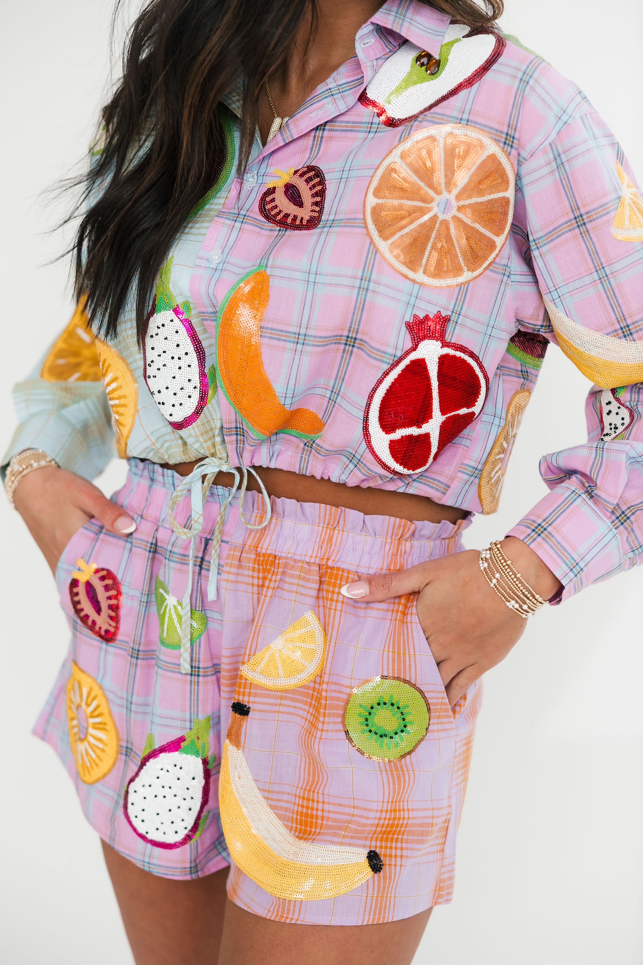Colorblock 981 Colorblock Plaid Fruit Short Lexi Jade's Boutique