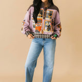 Brown & Purple Haunted House Henley Sweatshirt | Queen Of Sparkles