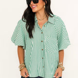 Essential Stripe Blouse | Green