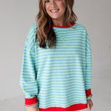 Festive Stripe Pullover Sweatshirt