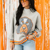 Licensed Tennessee Grey Gingham Mascot Mock Neck Sweatshirt | Queen Of Sparkles