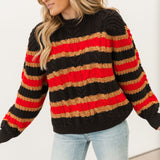 Frankie Cable Striped Pullover | Chocolate Combo