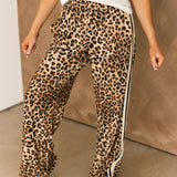 Leopard Straight Leg Pant | Athletic Stripe